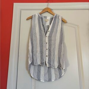 RAG POETS Size XS Striped Sleeveless Button-Up Top. High-Low.